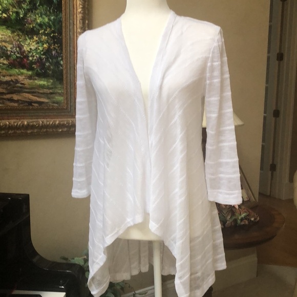 Cupio Lightweight Open Front High Low Flowy White Knit Cardigan Women’s Small - Picture 16 of 16
